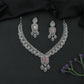 Mesh weave rhodium necklace with structured panels and square drop pendant