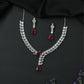 Sleek V Curve Rhodium Necklace with Structured Link Rows and Drop Pendant