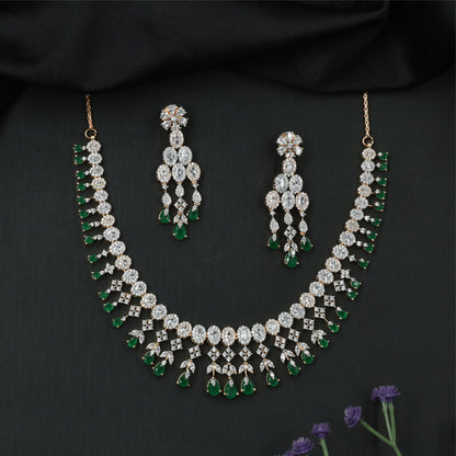 Crestfall Oval Panel GJ Necklace with Structured Connectors and Drop Hangings