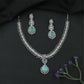 Glissara Curve Necklace with Fine Cluster Rows and Central Hanging Drop