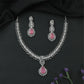 Glissara Curve Necklace with Fine Cluster Rows and Central Hanging Drop