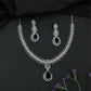 Glissara Curve Necklace with Fine Cluster Rows and Central Hanging Drop