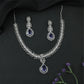 Glissara Curve Necklace with Fine Cluster Rows and Central Hanging Drop