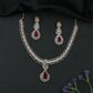 Glissara Curve Necklace with Fine Cluster Rows and Central Hanging Drop