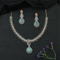 Glissara Curve Necklace with Fine Cluster Rows and Central Hanging Drop