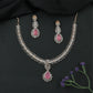 Glissara Curve Necklace with Fine Cluster Rows and Central Hanging Drop