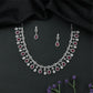 Radiant Drop Pattern Necklace with Repeating Pear Shape Hangings and Stud Earrings