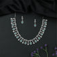 Radiant Drop Pattern Necklace with Repeating Pear Shape Hangings and Stud Earrings