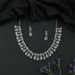 Radiant Drop Pattern Necklace with Repeating Pear Shape Hangings and Stud Earrings