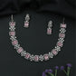 Refined Floral Link Necklace with Alternating Cluster and Square Settings