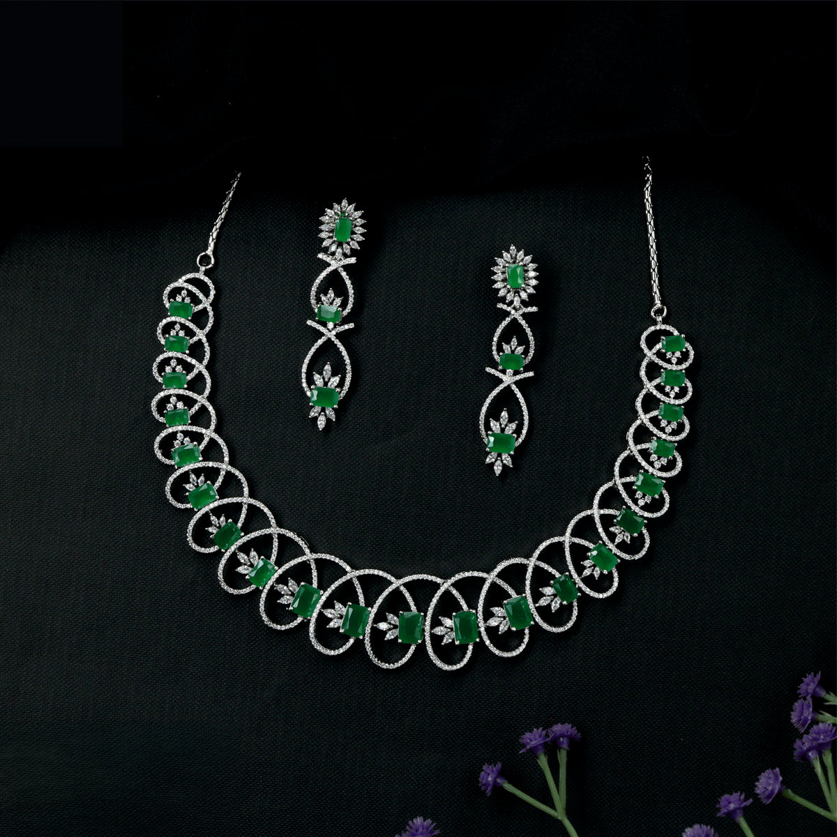 Contemporary Rhodium Necklace with a continuous looped design
