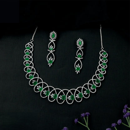 Contemporary Rhodium Necklace with a continuous looped design