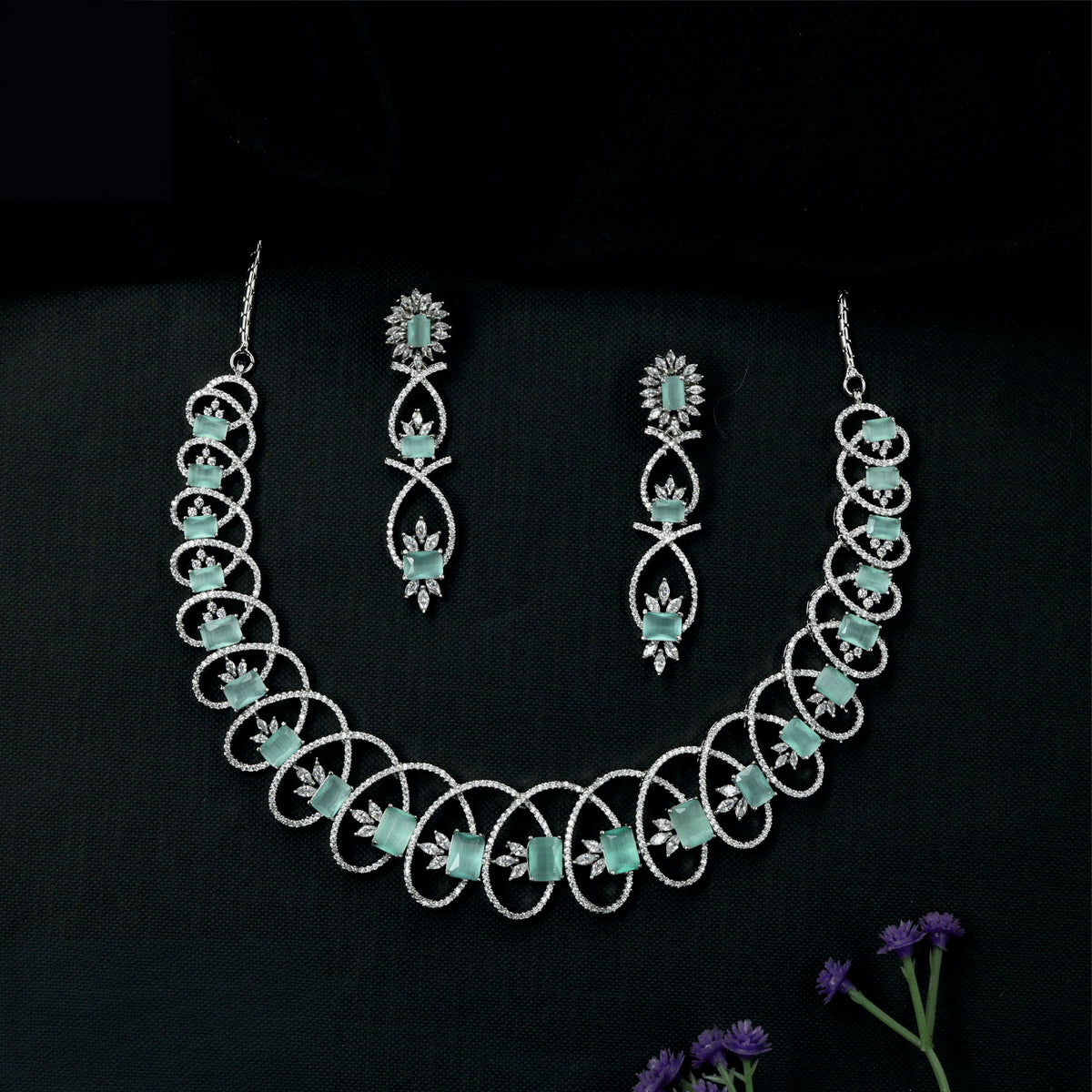 Contemporary Rhodium Necklace with a continuous looped design