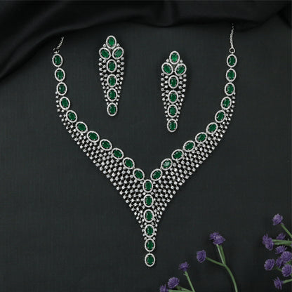 Glorent oval series rhodium necklace with multi row bead structure and drop pendant end