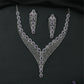 Glorent oval series rhodium necklace with multi row bead structure and drop pendant end