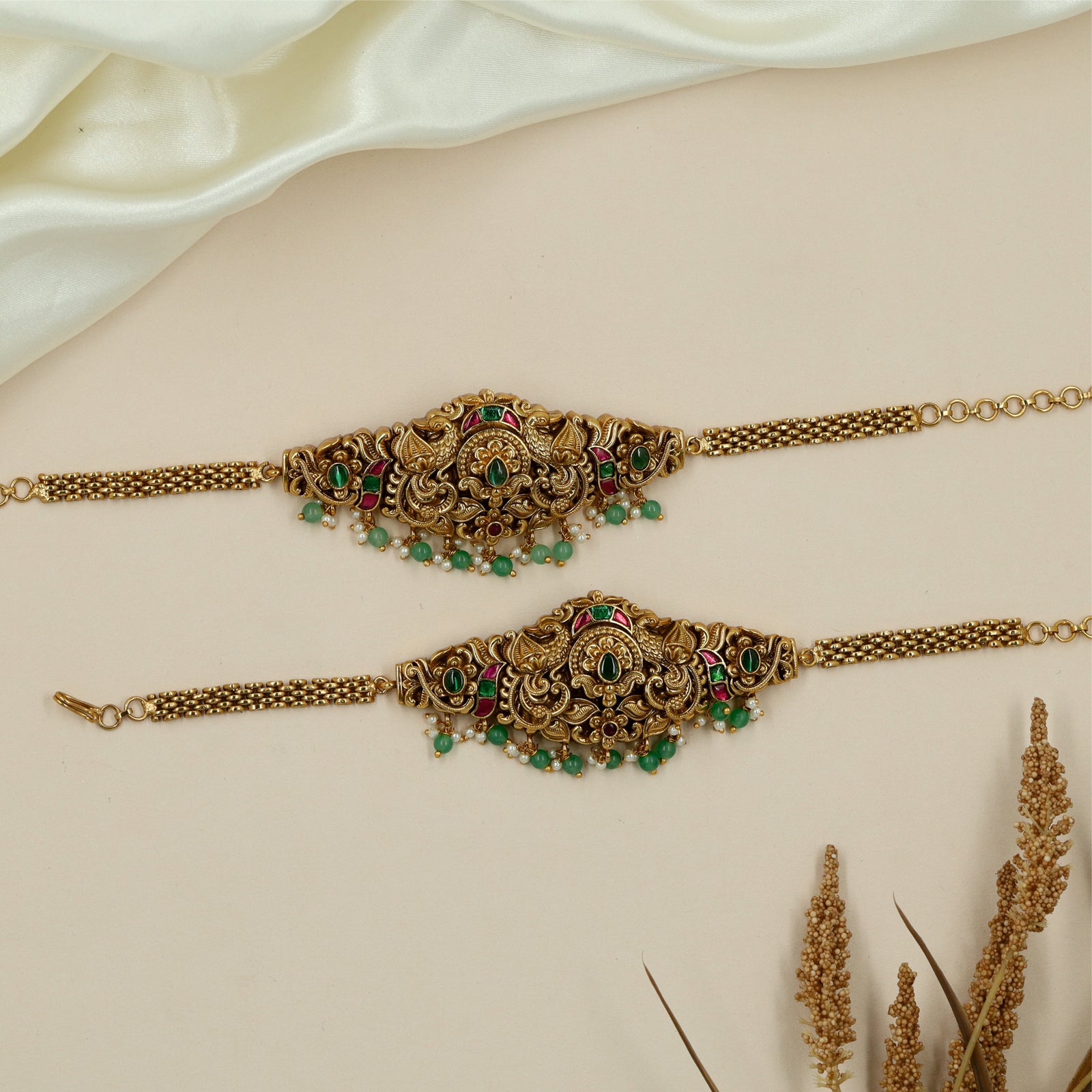 Handcrafted Peacock Baju Bandi with Side Connector Chains