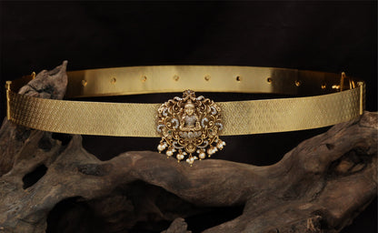 Royal Lakshmi Center Antique Dabu with Textured Belt Pattern
