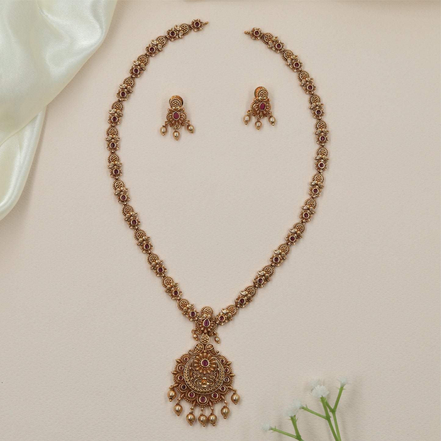 Vintage Floral Antique Long Haara with Curved Connector Sections