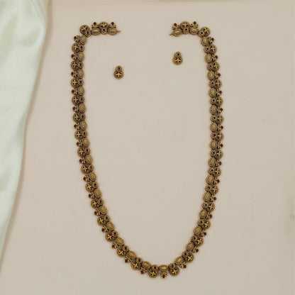 Crowned Coin Antique Long Hara with Repeating Disc Links