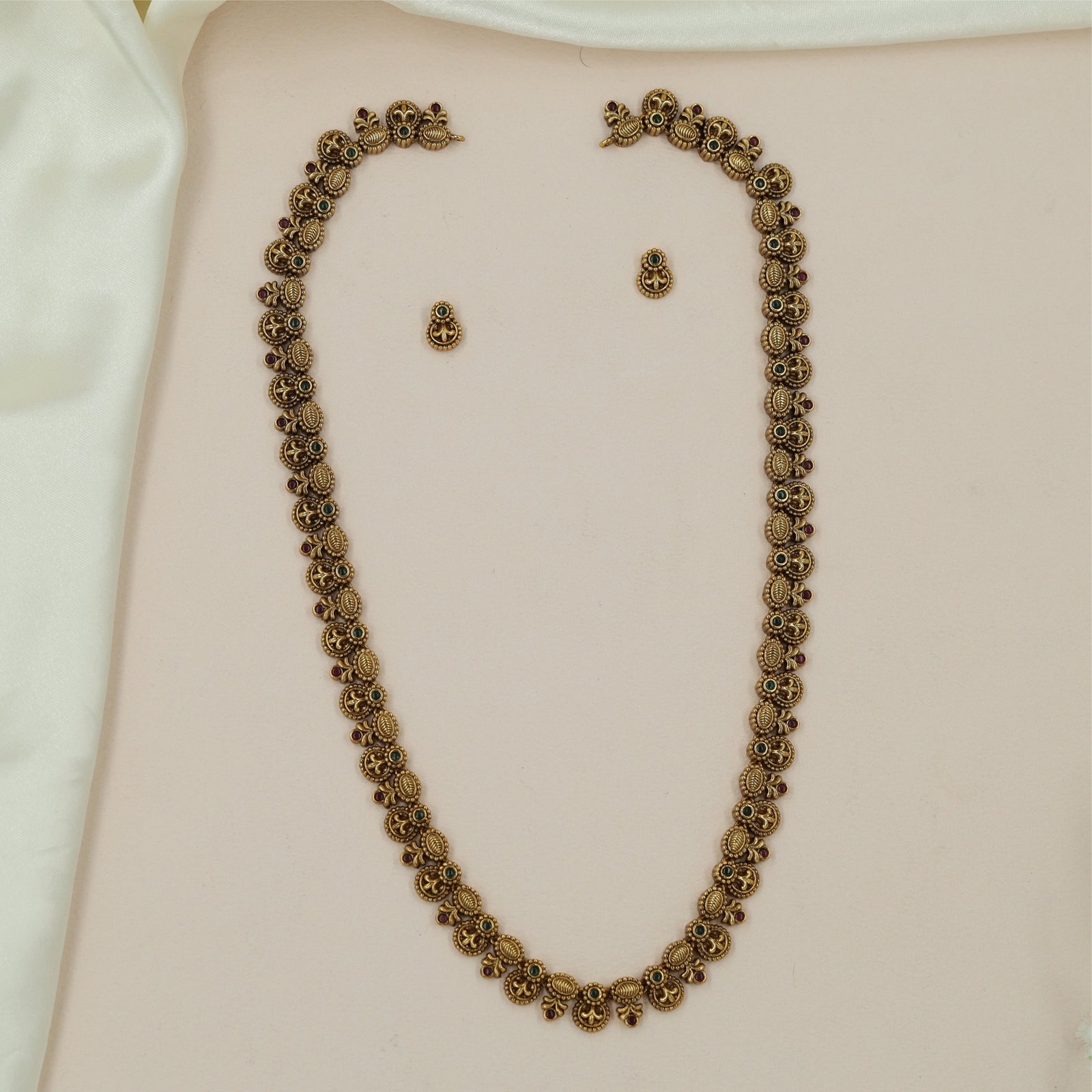 Crowned Coin Antique Long Hara with Repeating Disc Links