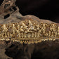 Royal Shiva Parvathi Antique Dabu with Temple Figure Carvings and Fringe Border