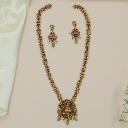 Heritage Lakshmi Antique Long Hara with Sculpted Pendant Base