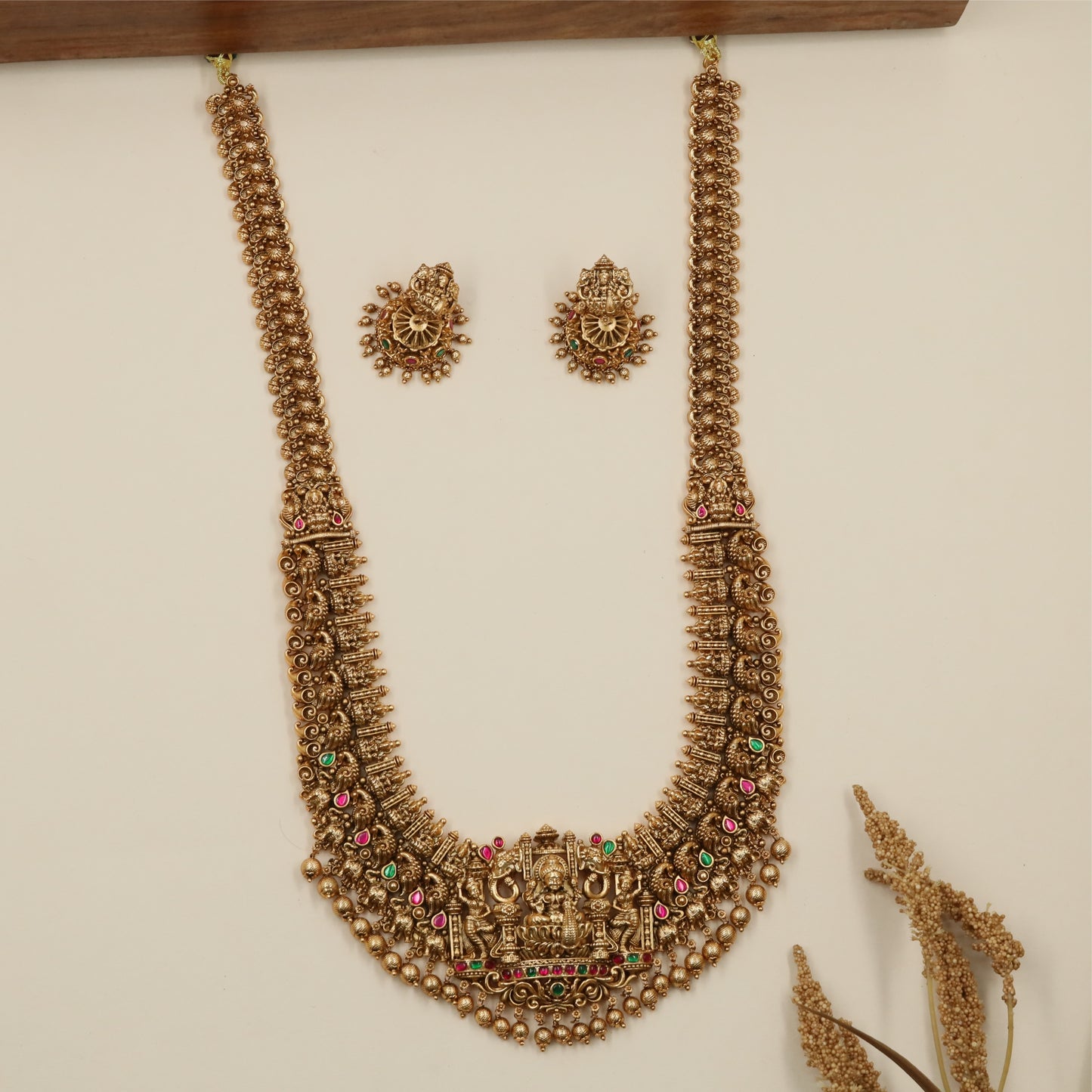 Bloom Peacock Antique Long Haara with Hanging Dome Fringe Border