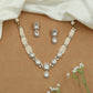 Pearl Strand Kundan Necklace with Framed Teardrop Pendant Detailing