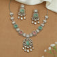 Alternating Cushion Kundan Necklace with Structured Link Arrangement