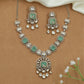 Alternating Cushion Kundan Necklace with Structured Link Arrangement