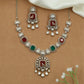 Alternating Cushion Kundan Necklace with Structured Link Arrangement