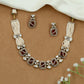 Pearl strand Kundan Necklace featuring an ornate rectangular design