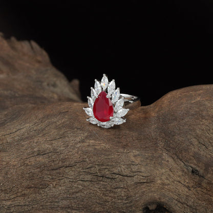 Lustre Petal Finger Ring with Marquise Side Layout