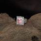 Cubic Crest Finger Ring with Layered Frame Detailing