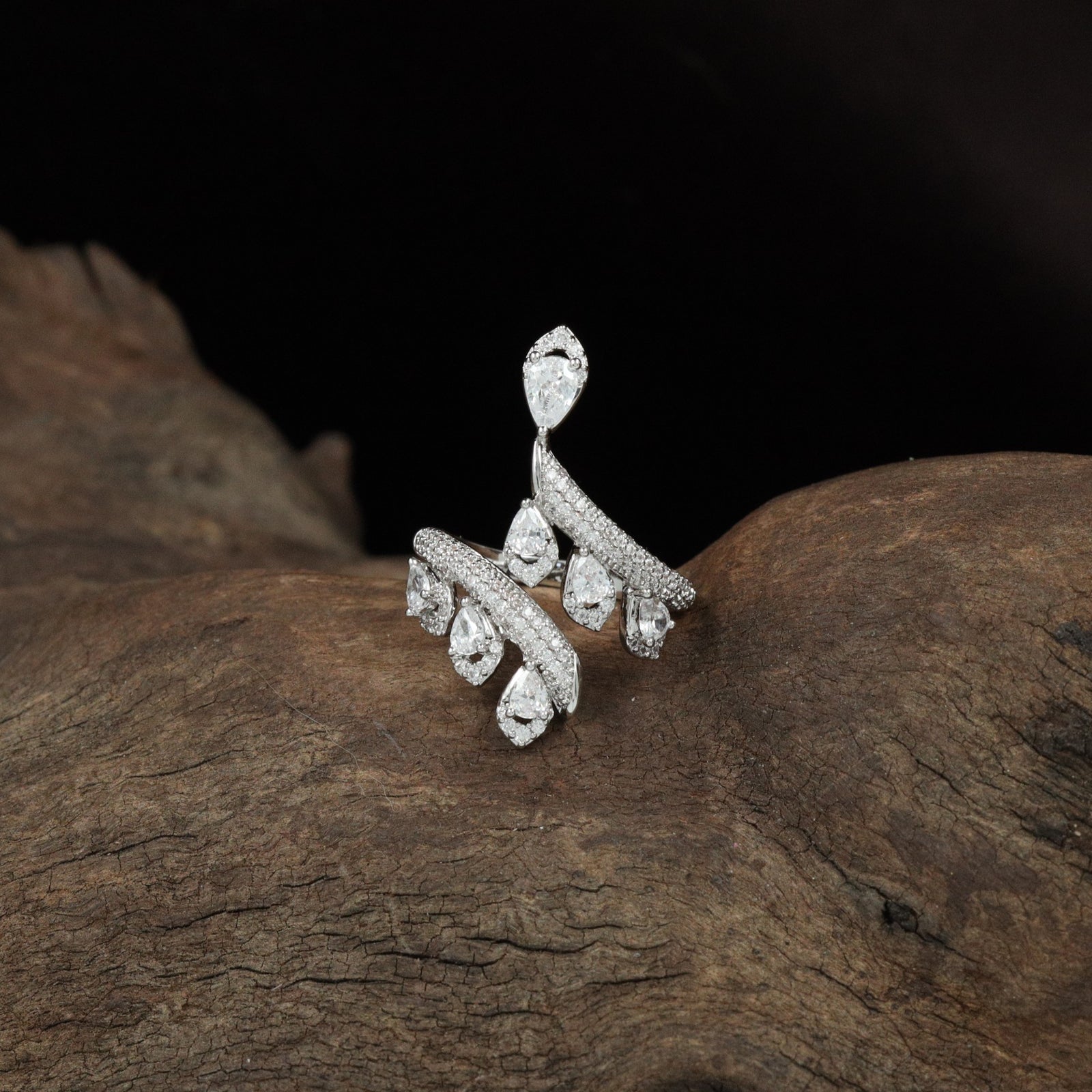 Signature Twist Wrap Finger Ring with Marquise Top Alignment