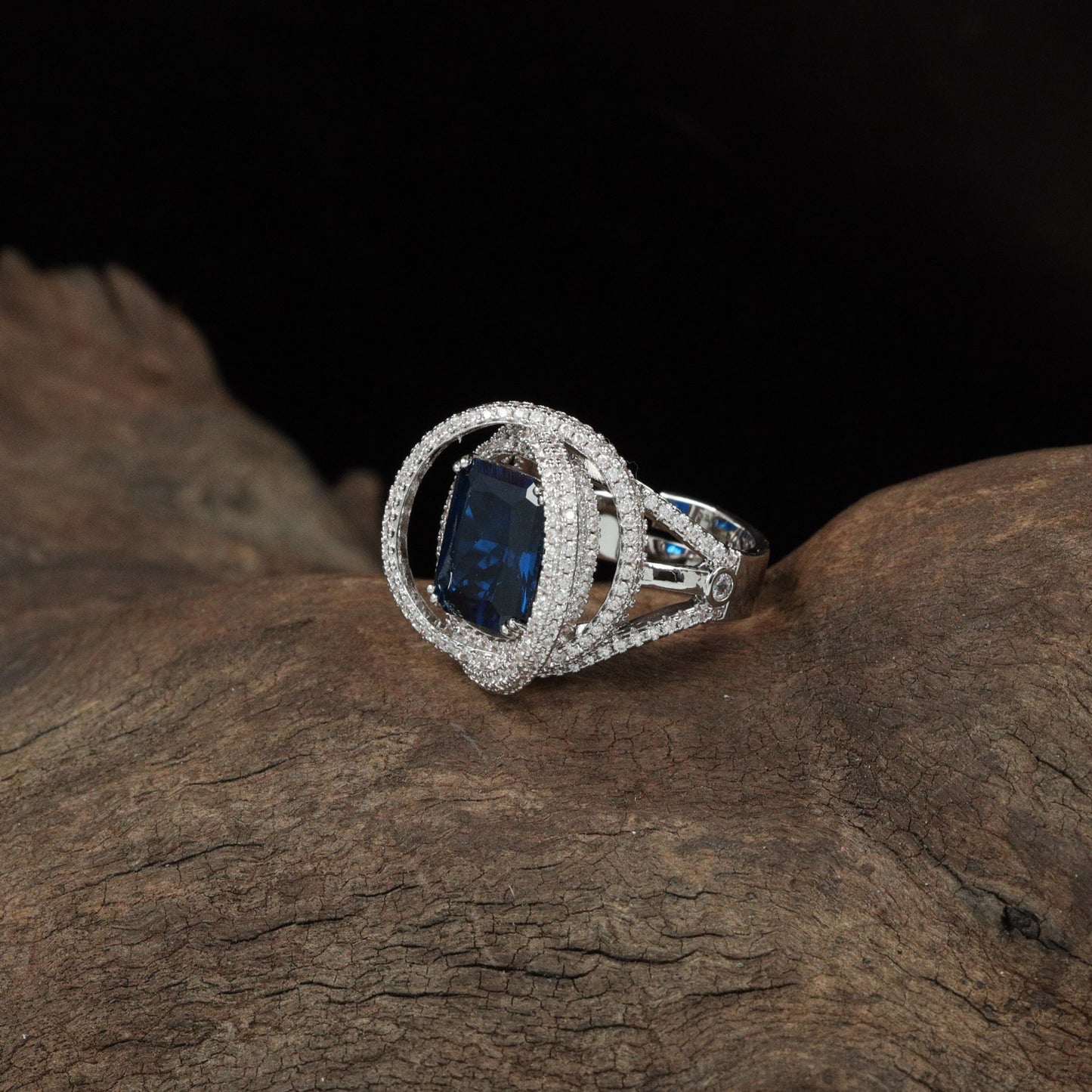 Drape Halo Finger Ring with Elevated Centre Placement
