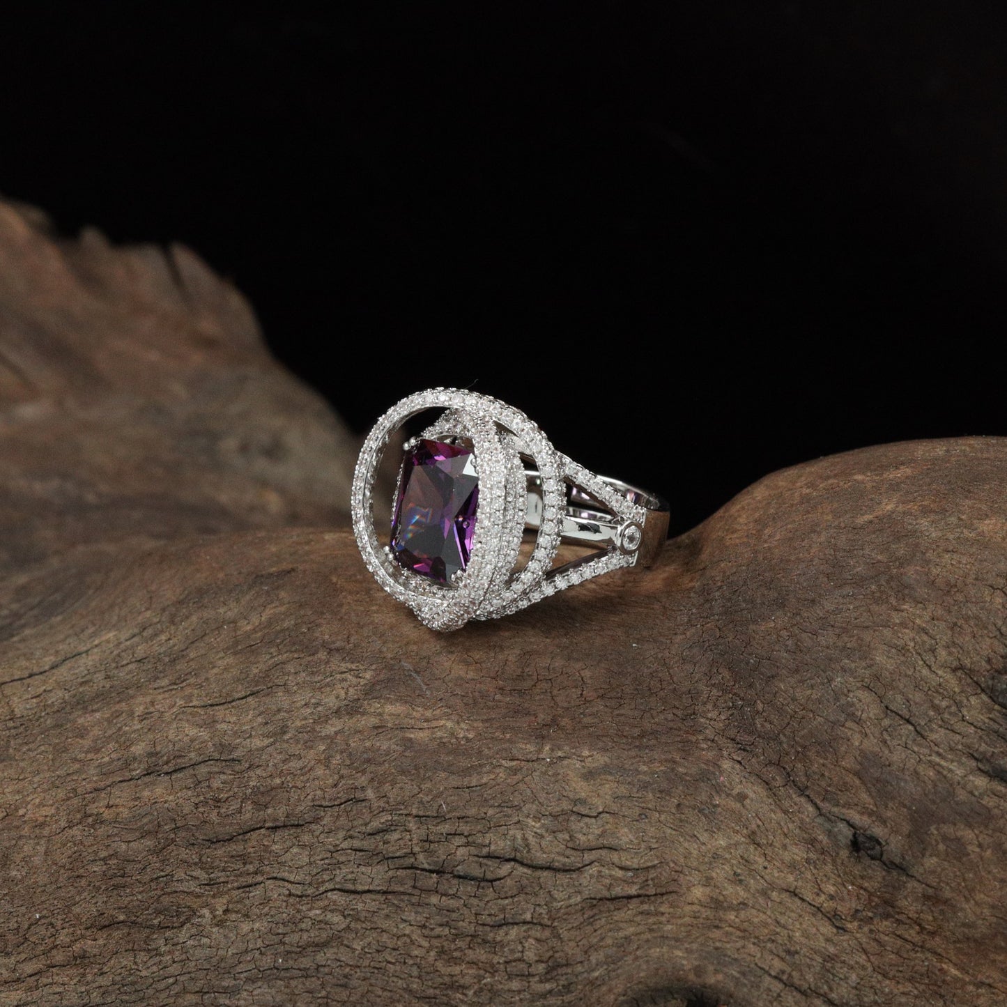 Drape Halo Finger Ring with Elevated Centre Placement