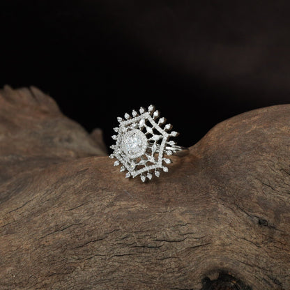 Dazzle Web Finger Ring with Structured Border Formation