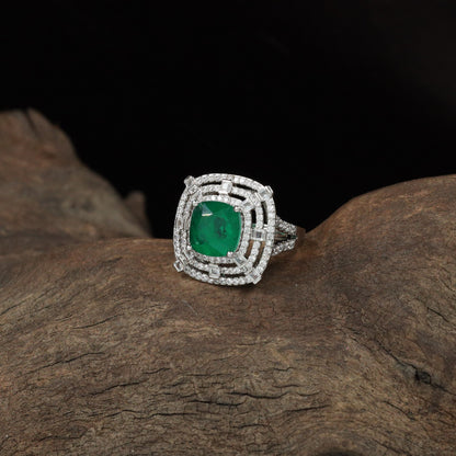 Gallery Border Finger Ring with Elevated Centre Layout