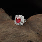 Gallery Border Finger Ring with Elevated Centre Layout