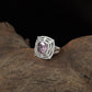 Gallery Border Finger Ring with Elevated Centre Layout