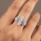 Triple cluster frame finger ring design