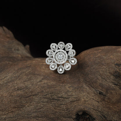 Blossom Halo Finger Ring with Rounded Loop Formation
