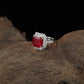 Gallery Halo Finger Ring with Angular Side Layout