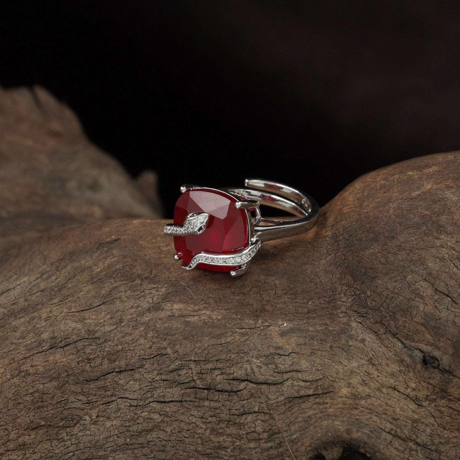 Royal Snake Coil Finger Ring with Raised Oval Centre Frame