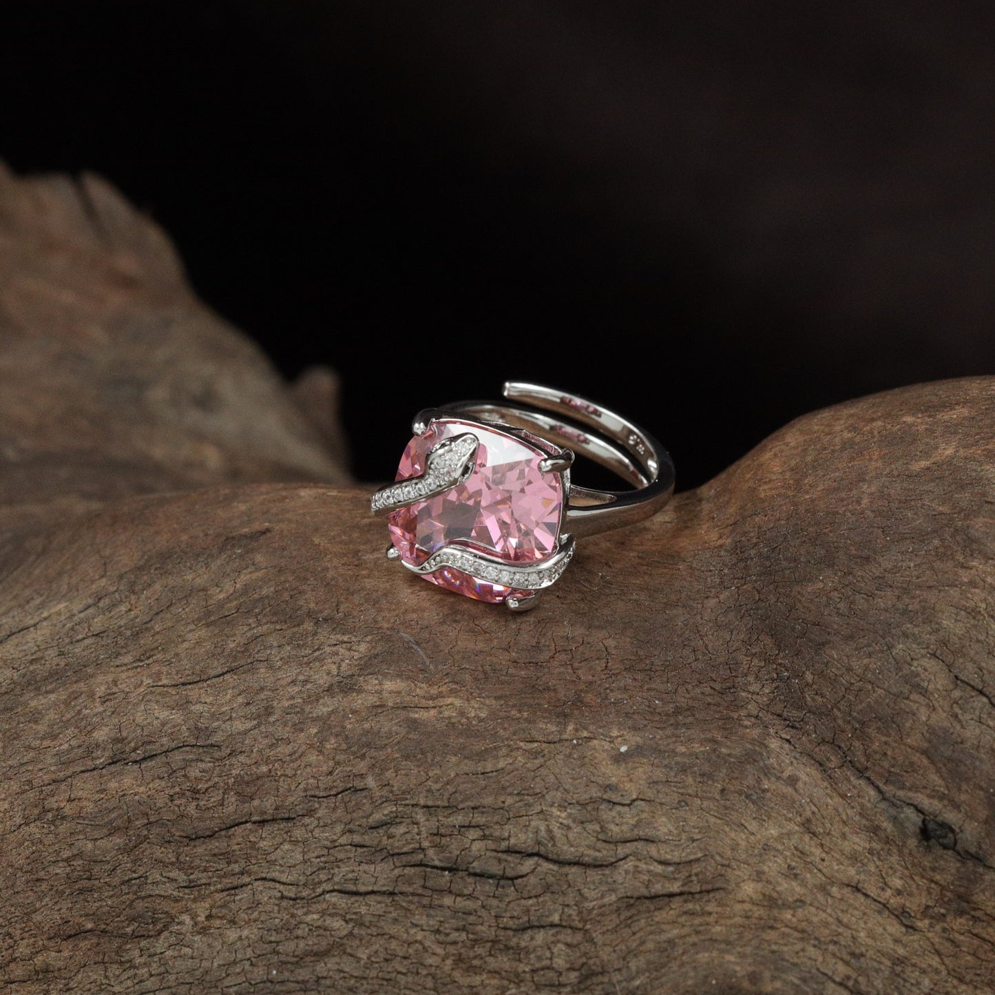 Royal Snake Coil Finger Ring with Raised Oval Centre Frame