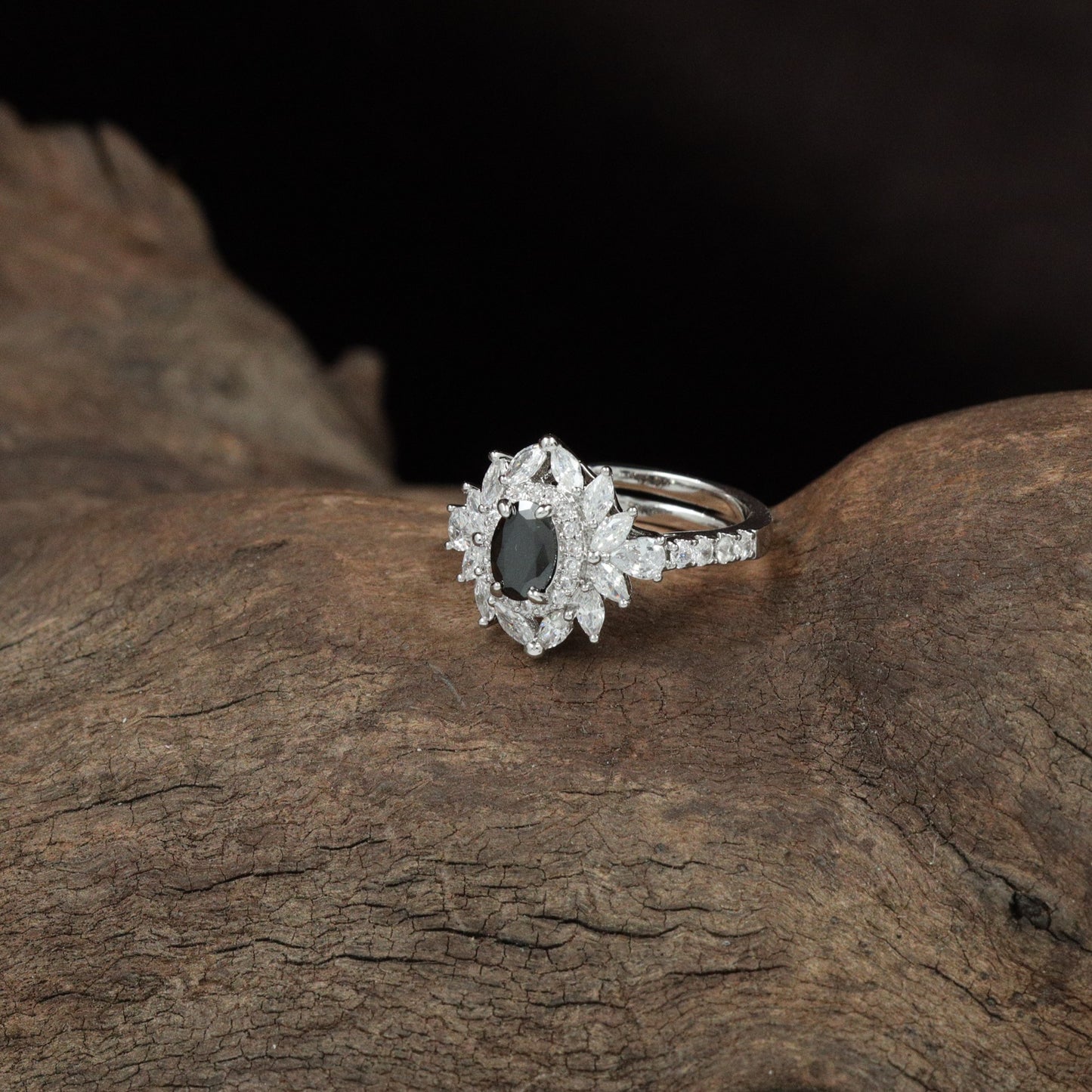 Grand Petal Finger Ring with Structured Floral Frame