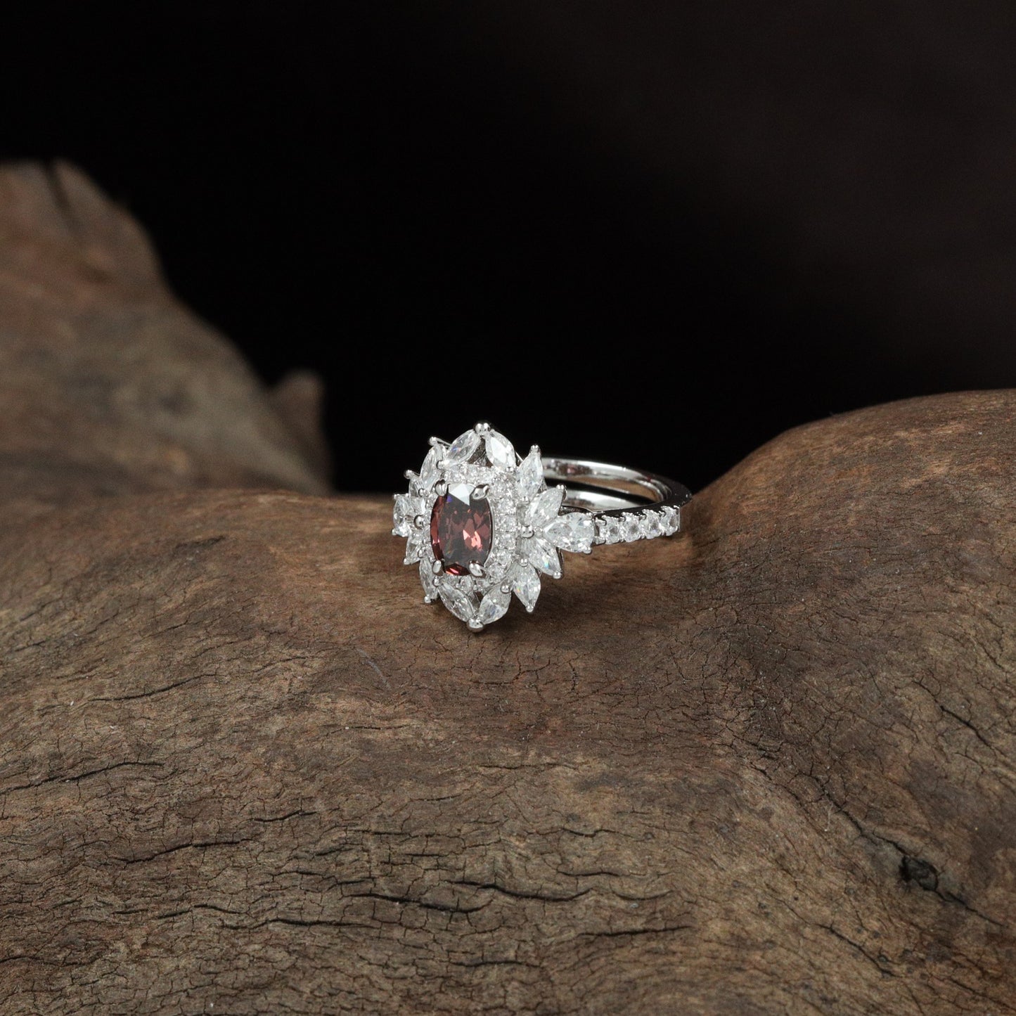 Grand Petal Finger Ring with Structured Floral Frame