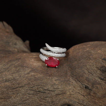 Royal Coil Wrap Finger Ring with Drop Centre Frame