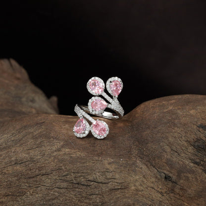 Bloom Drop Finger Ring with Open Wrap Band Styling